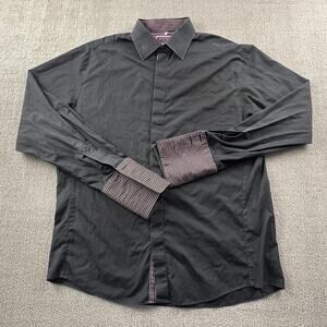 Thomas Pink Shirt Adult Size 17- 43 Black Button Up Long Sleeve Dress Formal Men